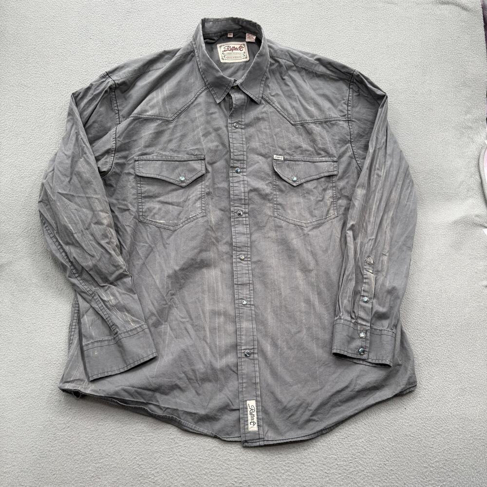 Rafter C Cowboy Collection Shirt Mens‎ Big 3X Gray Western Snap Long Sleeve
